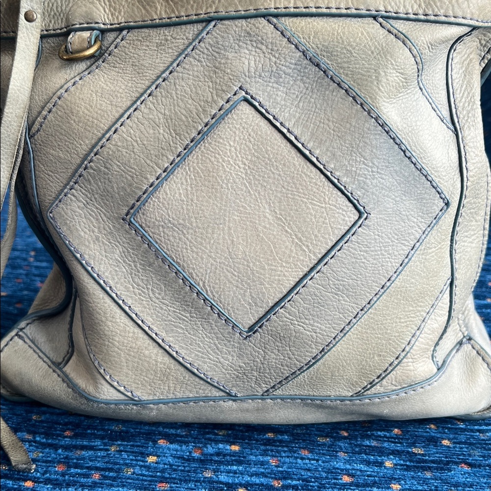 Lucky brand multiple pockets blue-Gray Leather Crossbody Bag - Picture 3 of 15